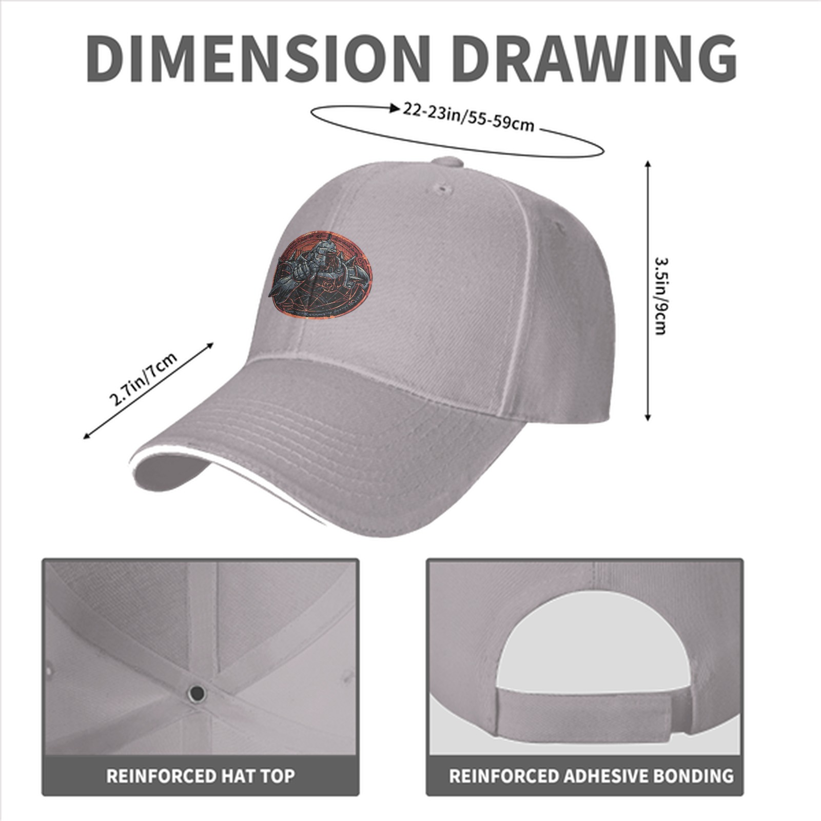 Black Baseball Cap With Armored Alchemist Character Print