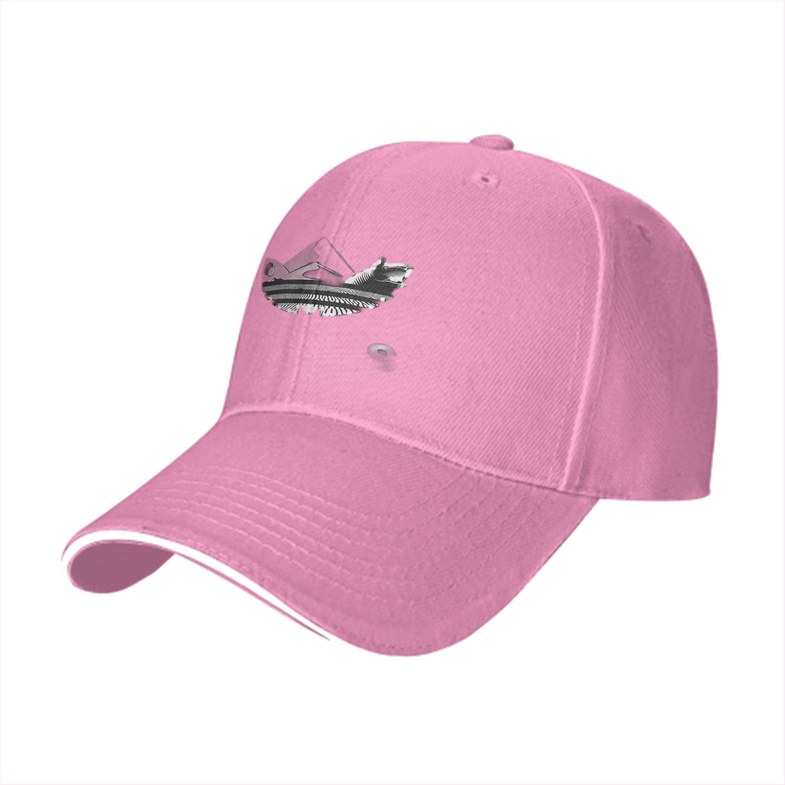 Black baseball cap with piano graphic print