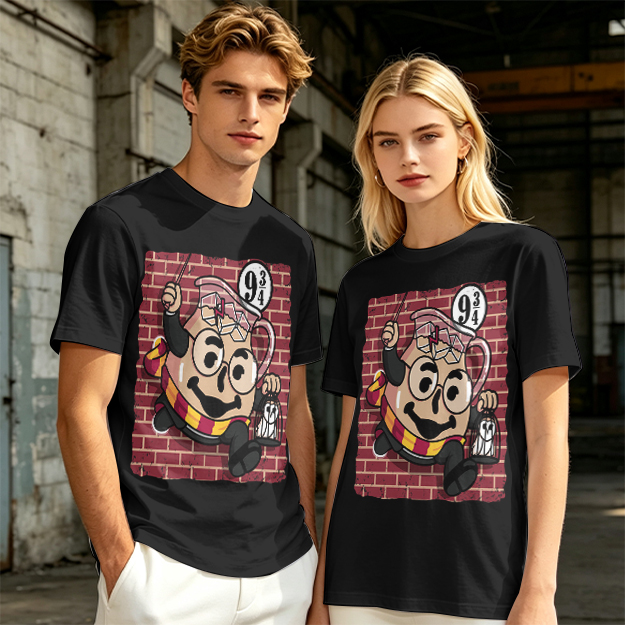 Olive T-shirt with Harry Potter themed pitcher graphic