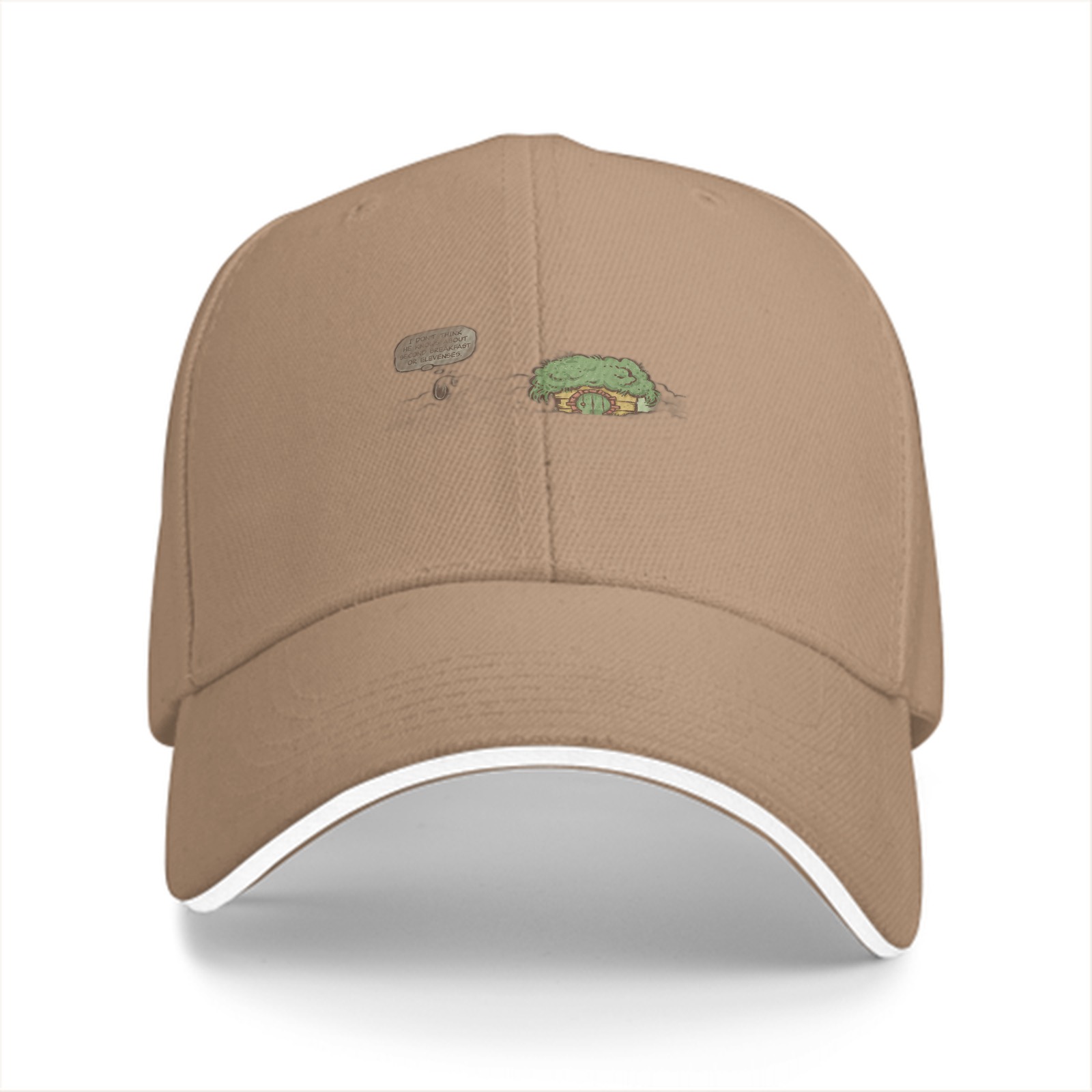 Black Baseball Cap with Small Whimsical House Print