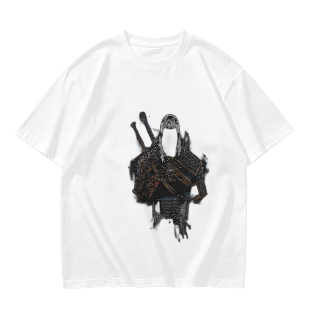 Olive Green T-Shirt With Witcher Warrior Character Print