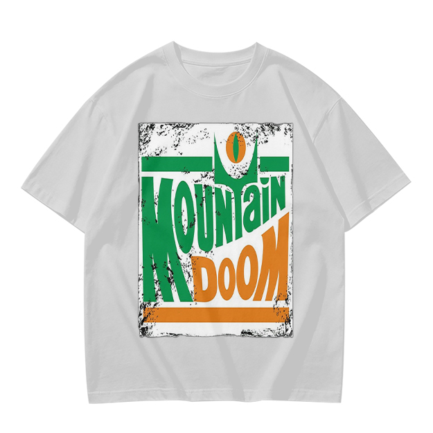 Olive T-shirt with Mountain Doom Themed Graphic Print