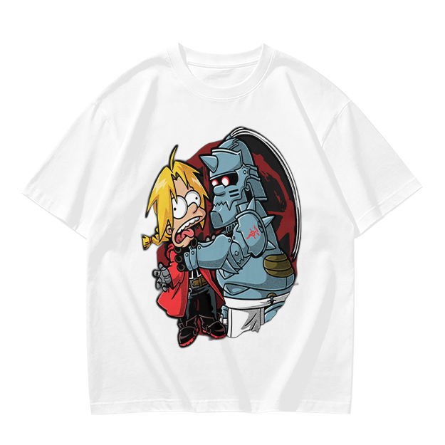 Fullmetal Alchemist Elric Brothers Cartoon Graphic T-Shirt