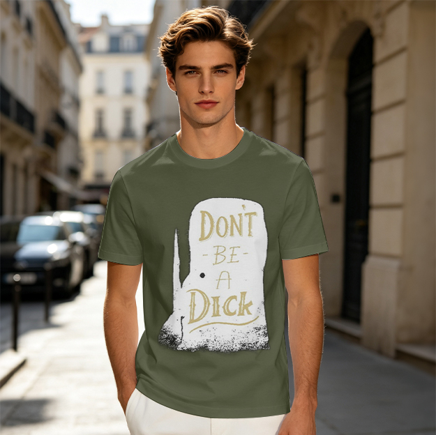 Olive T-Shirt With Tombstone Graphic That Says Don't Be A Dick