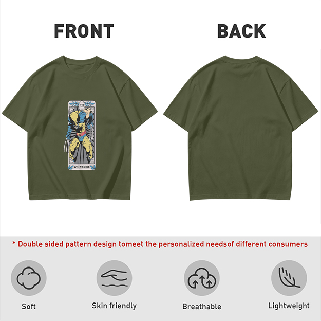Olive T-Shirt Featuring Wolverine Tarot Card Design