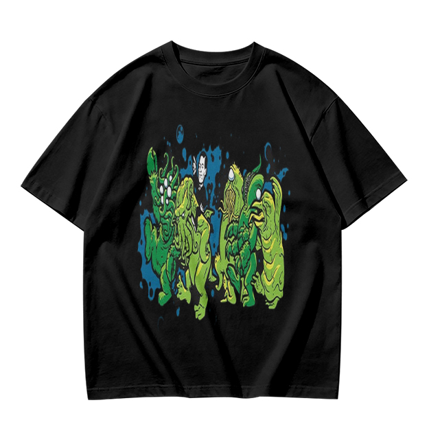 Olive Green T-Shirt With Abstract Green Monster Graphic Print
