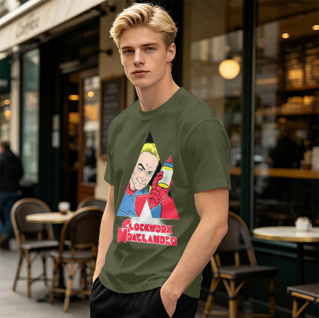 Olive Graphic T-Shirt with Clockwork Homelander Artwork