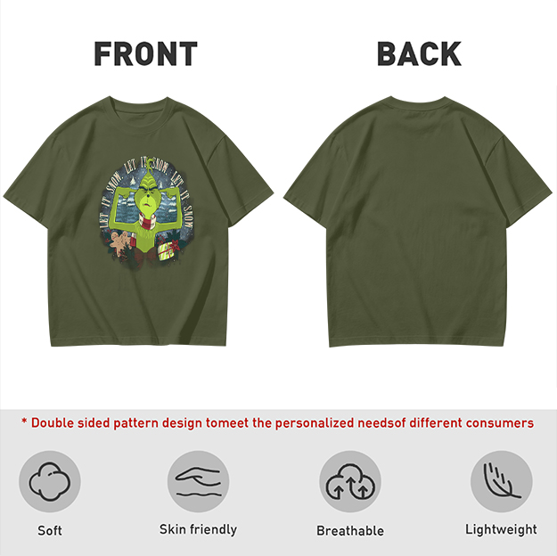 Olive Grinch Christmas Let It Snow Graphic T-Shirt