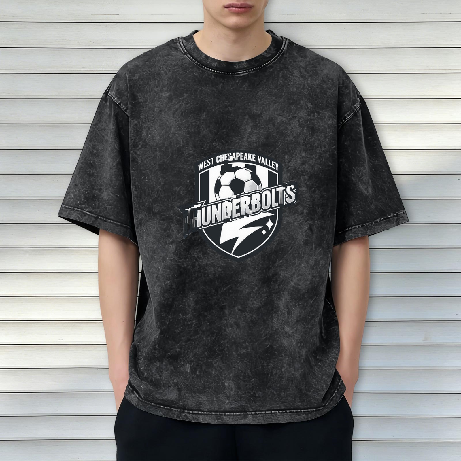 West Chesapeake Valley Thunderbolts Soccer Logo Acid Wash T-Shirt