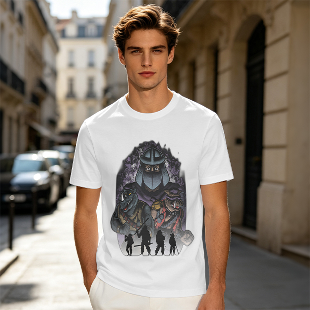 Olive T-Shirt with Teenage Mutant Ninja Turtles Villains Print