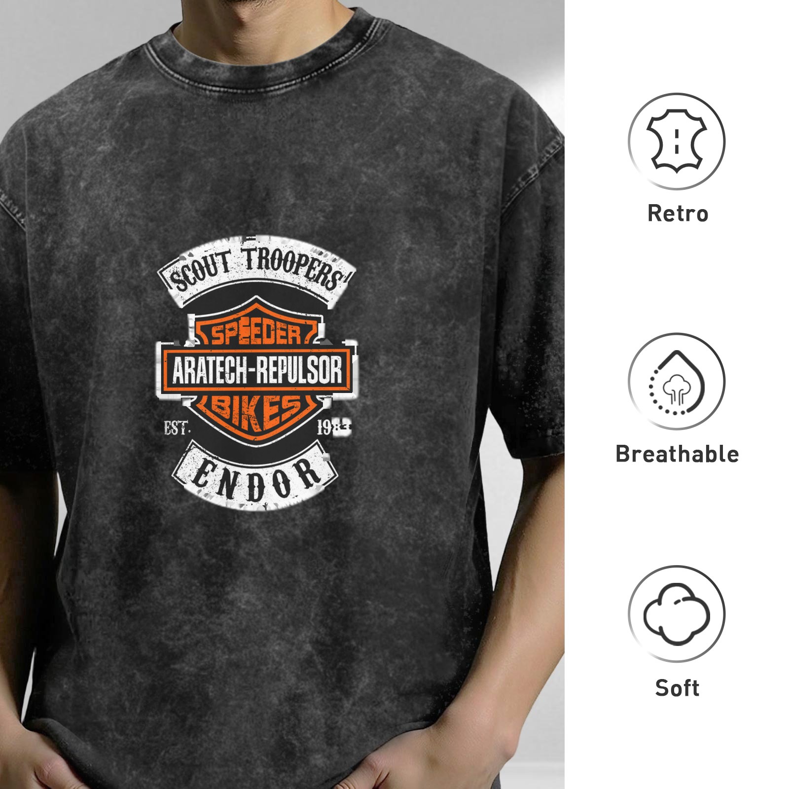 Star Wars Scout Troopers Endor Speeder Bikes Acid Wash T-Shirt