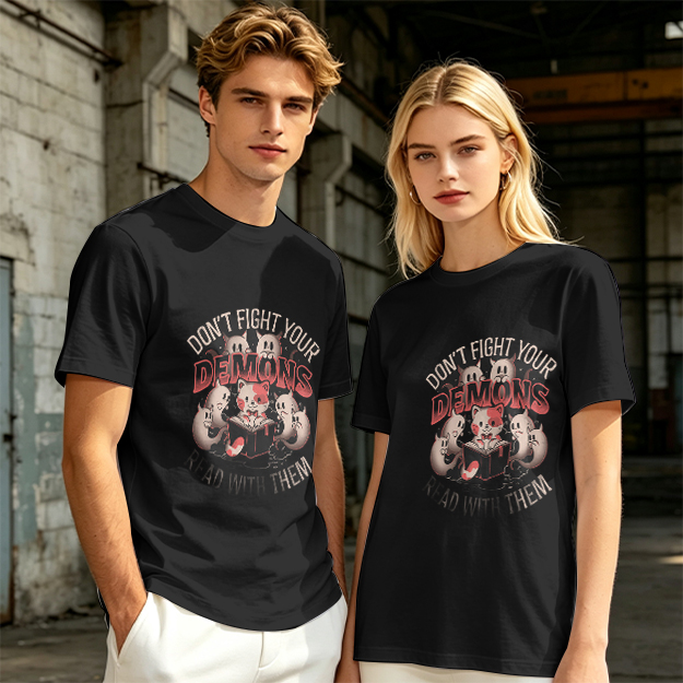 Don't Fight Your Demons Cat Graphic Olive T-Shirt
