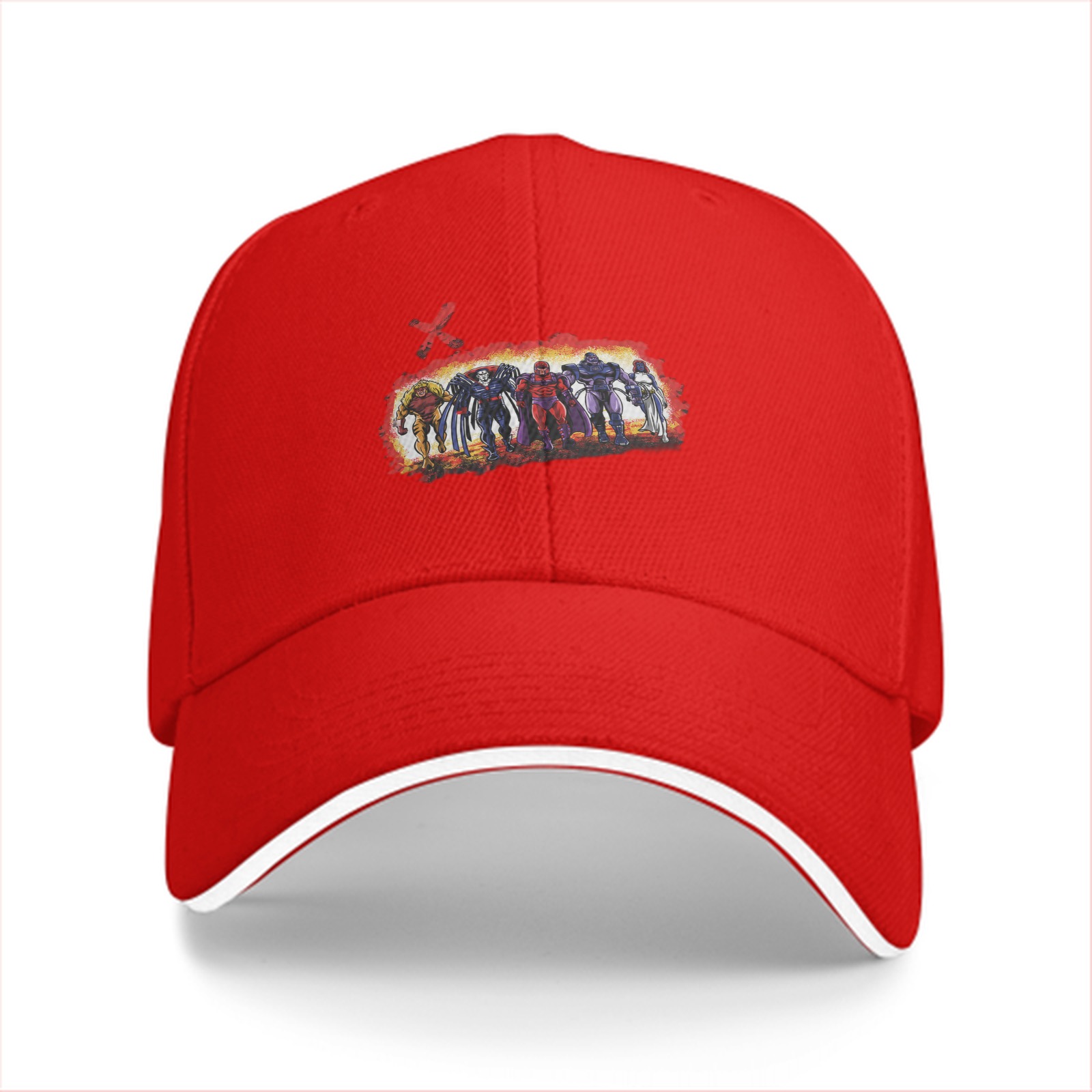 Black baseball cap with X-Men villain group graphic print