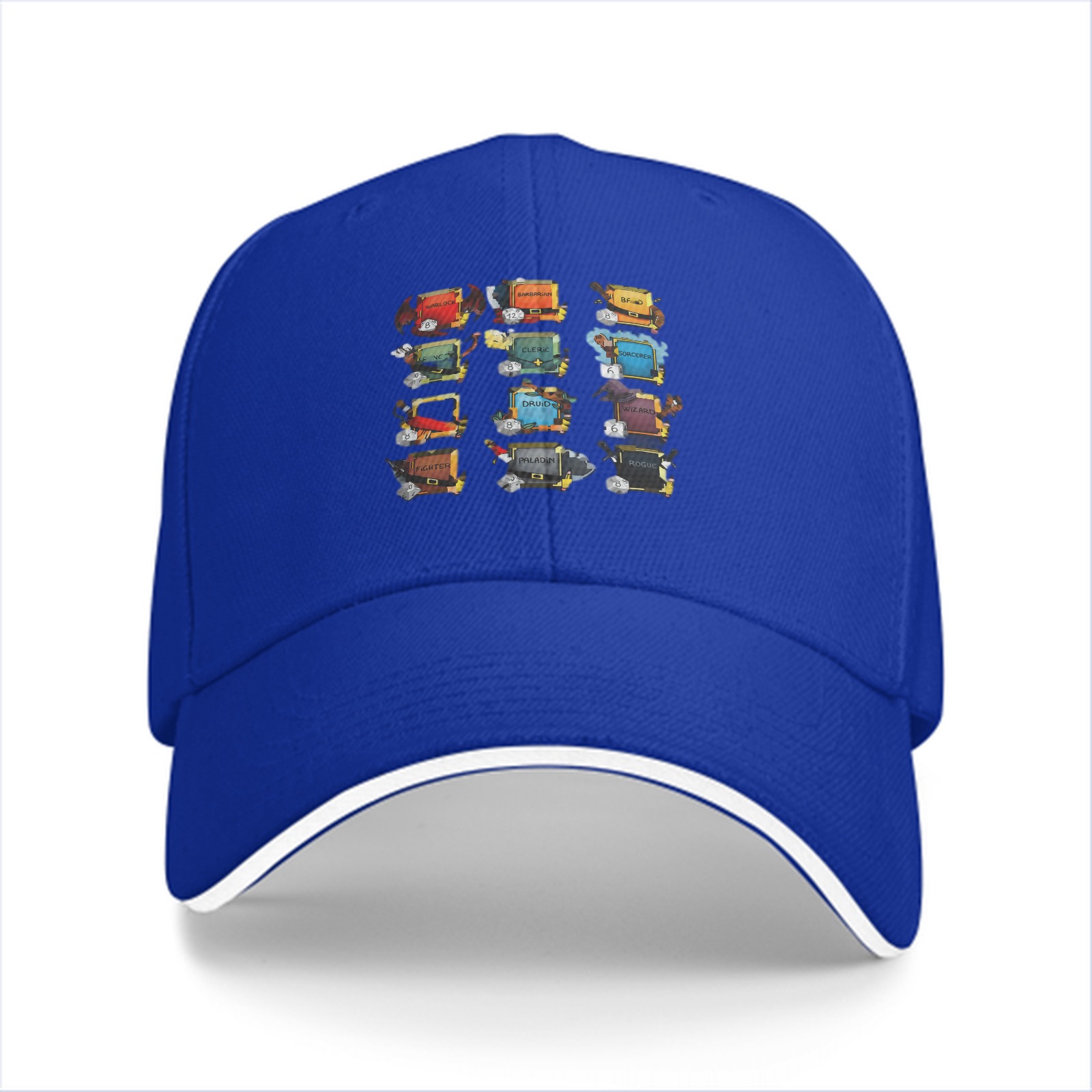Black baseball cap with fantasy chest design print