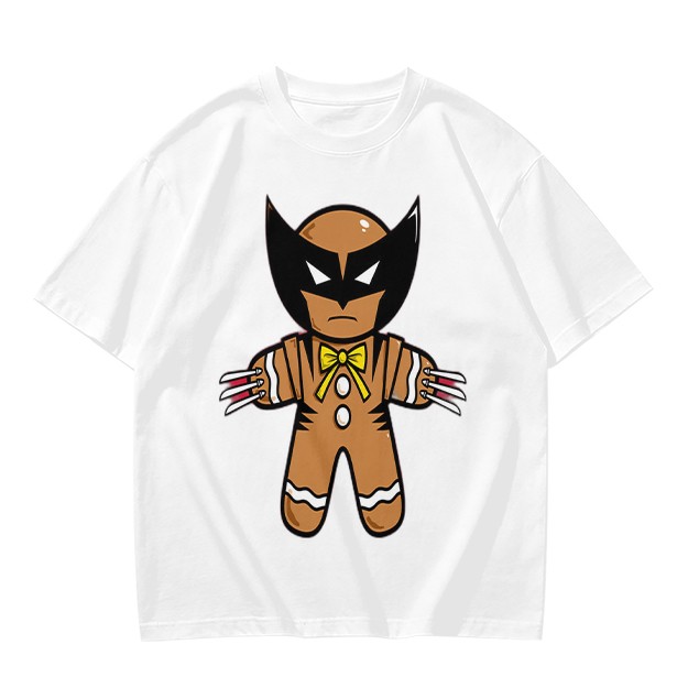 Olive T-Shirt With Gingerbread Wolverine Superhero Print
