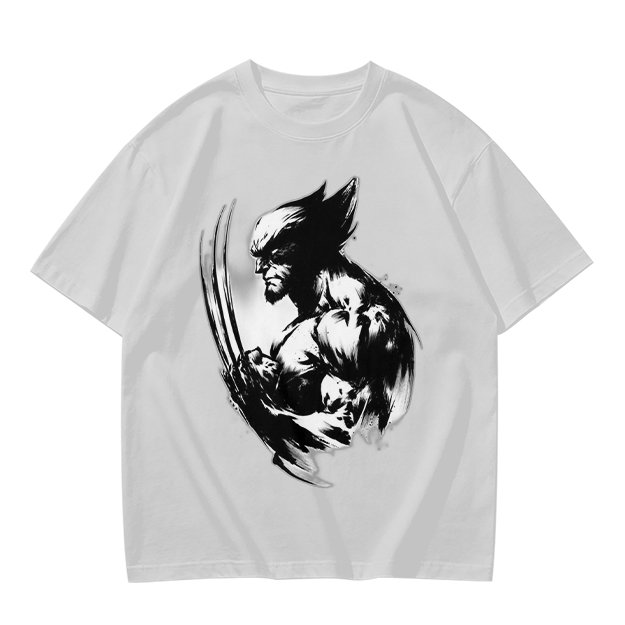 Olive T-shirt with Ink Style Wolverine Graphic Print