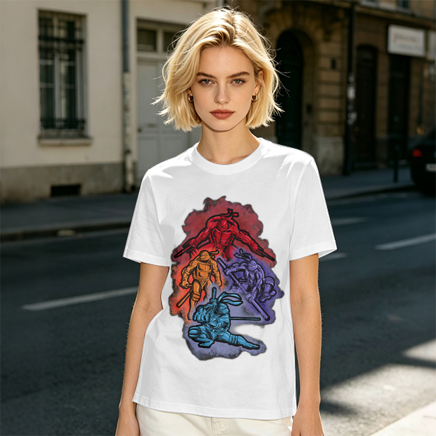 Olive T-shirt with Mutant Ninja Turtles Graphic Print