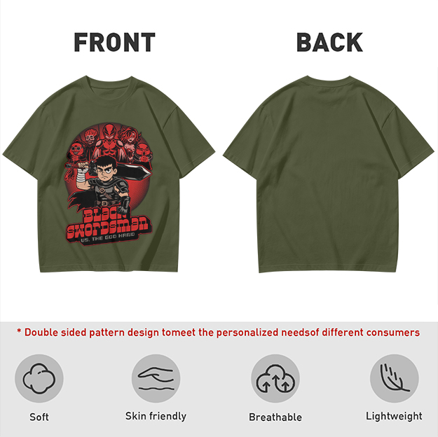 Black Swordsman vs God Hand Anime Graphic T-Shirt