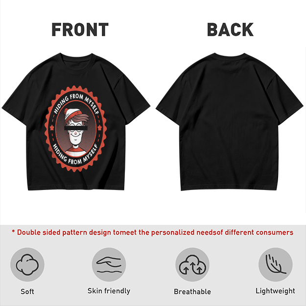 Olive T-Shirt With Hiding From Myself Graphic Print