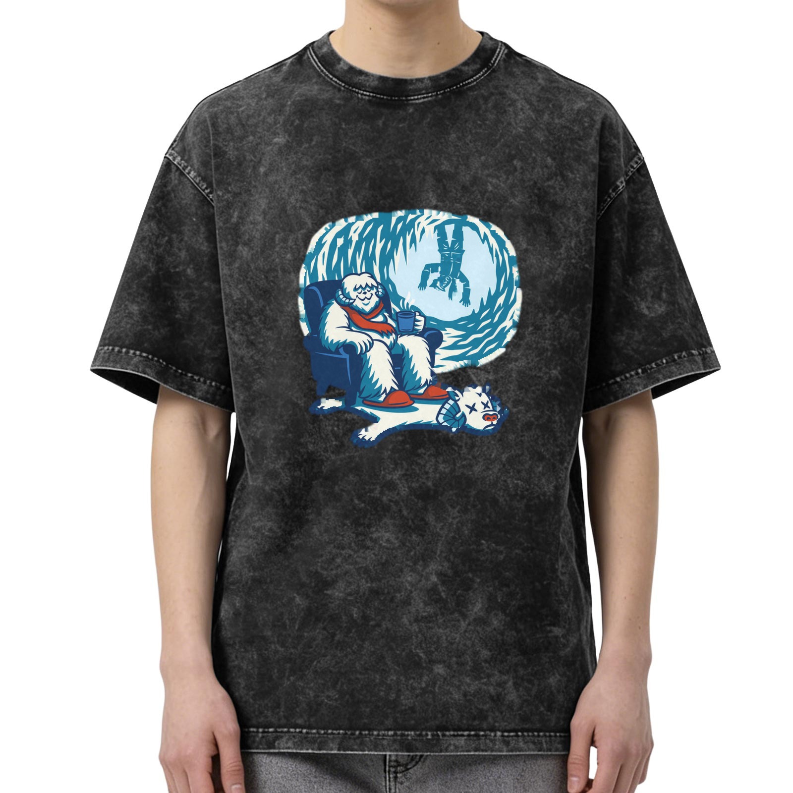 Wampa Yeti Relaxing with Defeated Snowman Graphic T-Shirt