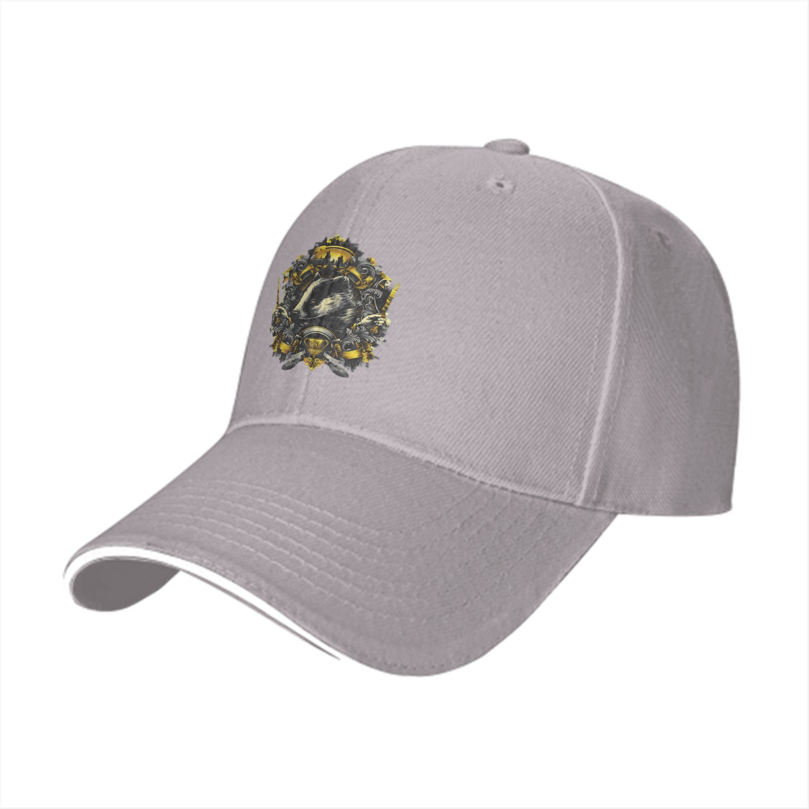 Black Baseball Cap With Hufflepuff Badger Crest Artwork