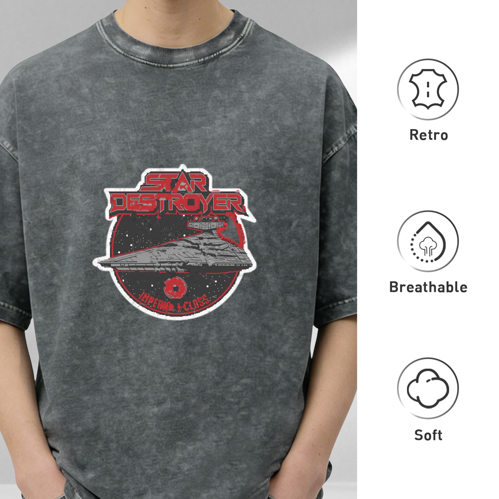 Star Destroyer Imperial-Class Graphic Acid Wash T-Shirt