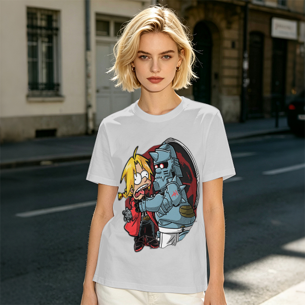 Fullmetal Alchemist Elric Brothers Cartoon Graphic T-Shirt