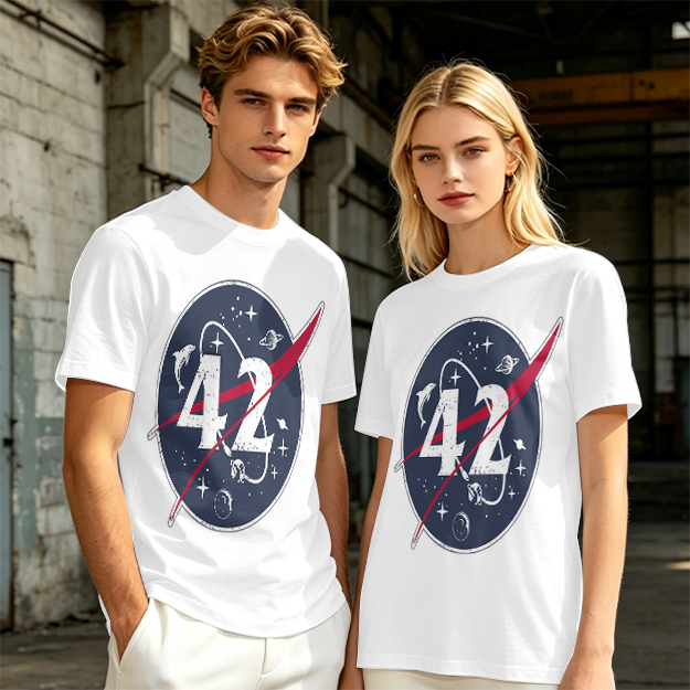 Olive Green Space Themed T-Shirt With Number 42 Graphic