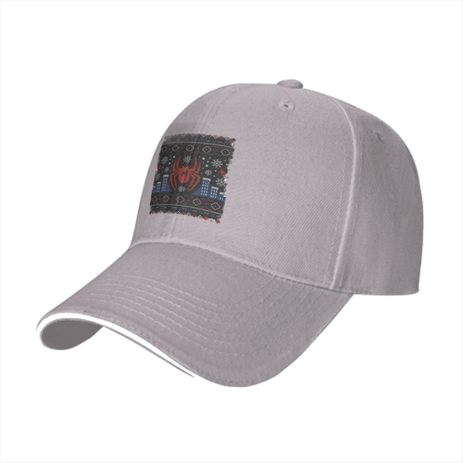 Black Baseball Cap with Spider-Man Ugly Christmas Sweater Print