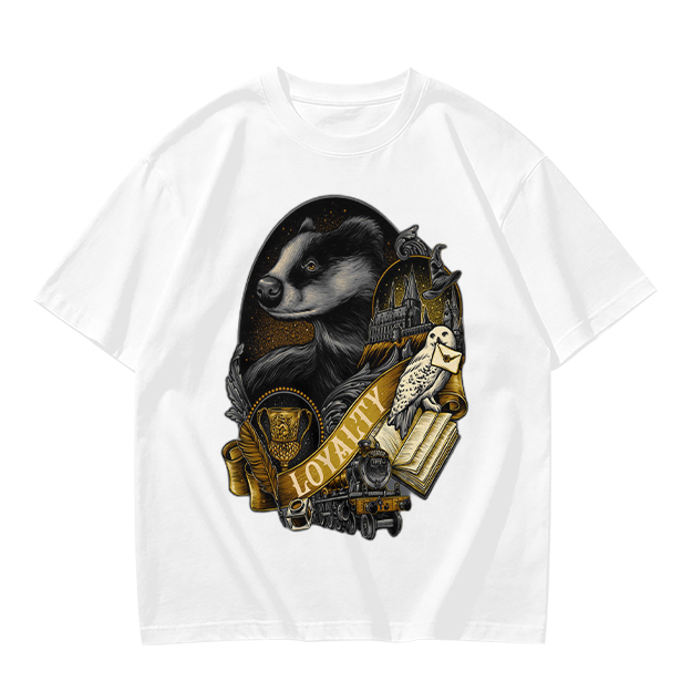 Olive Green Hufflepuff Loyalty Badger Graphic T-Shirt