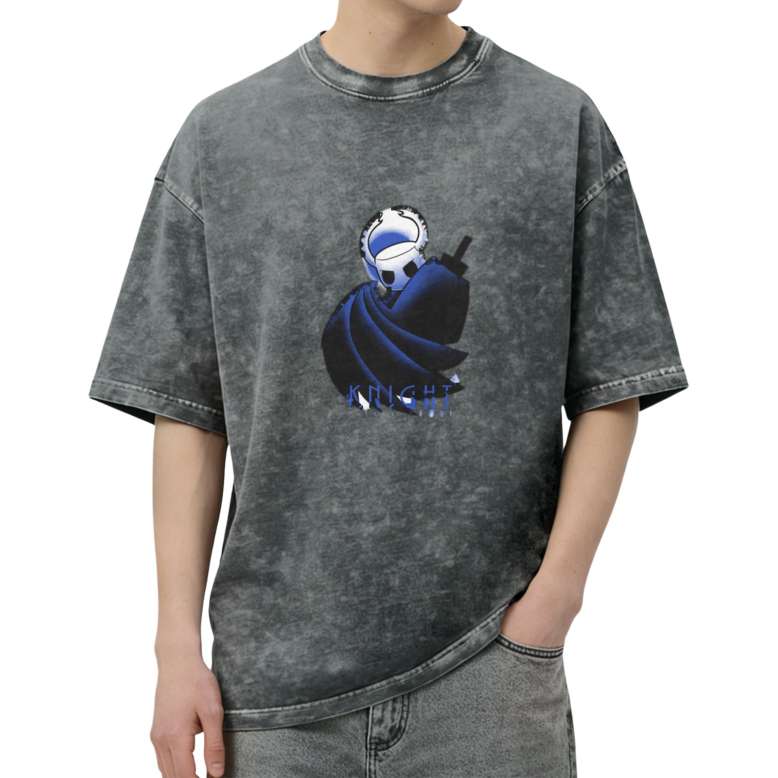 Washed black graphic t-shirt with knight character print