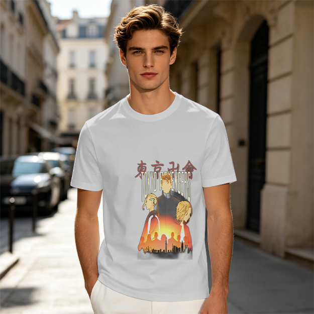 Tokyo Revengers Anime Graphic Print Olive T-Shirt
