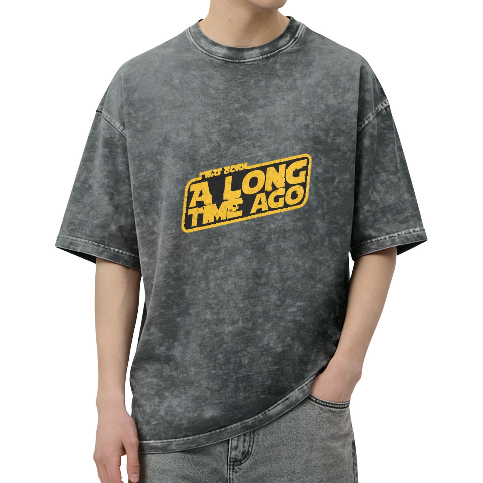 Star Wars Inspired 'I Was Born A Long Time Ago' Acid Wash Oversized T-Shirt