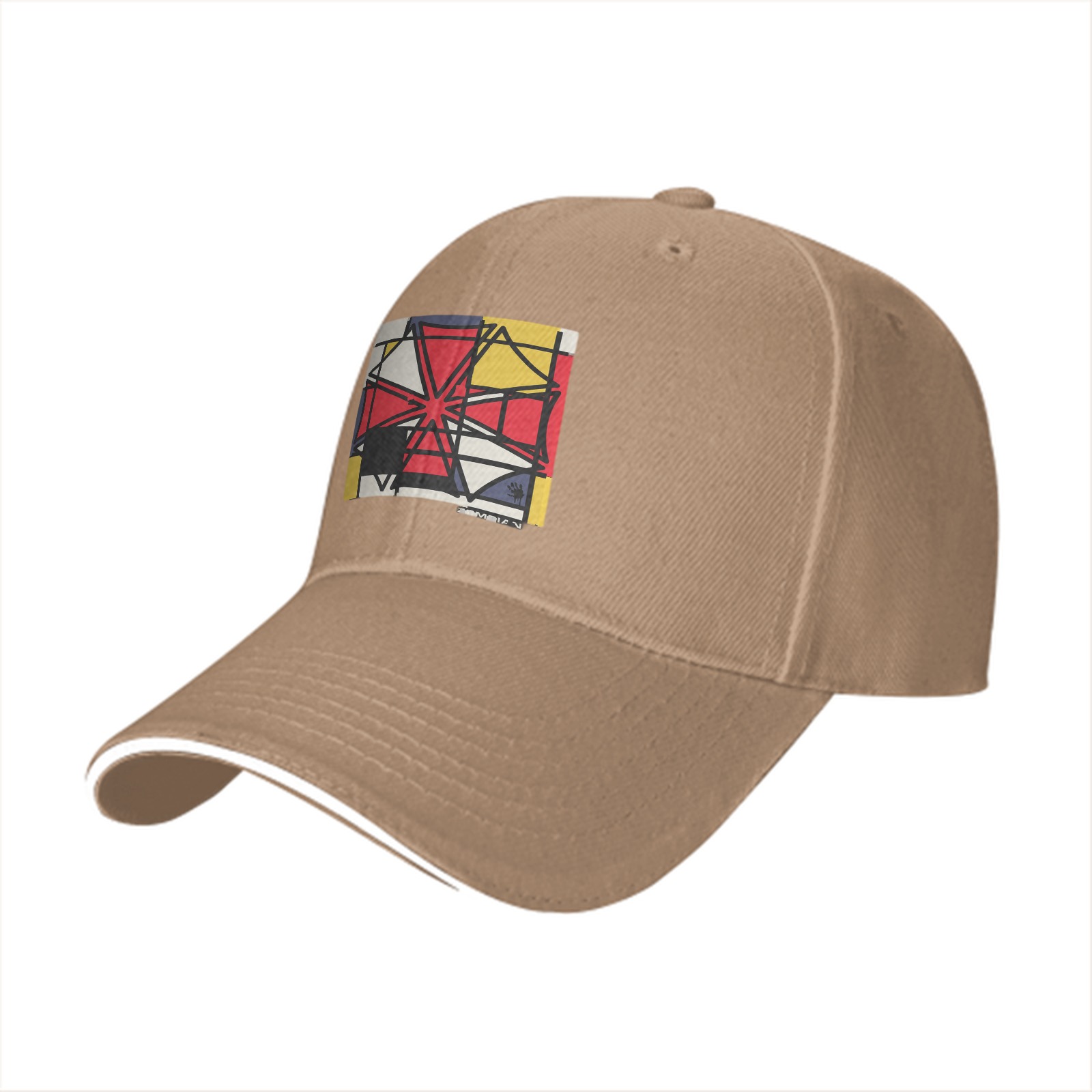 Black Baseball Cap With Abstract Geometric Art Print