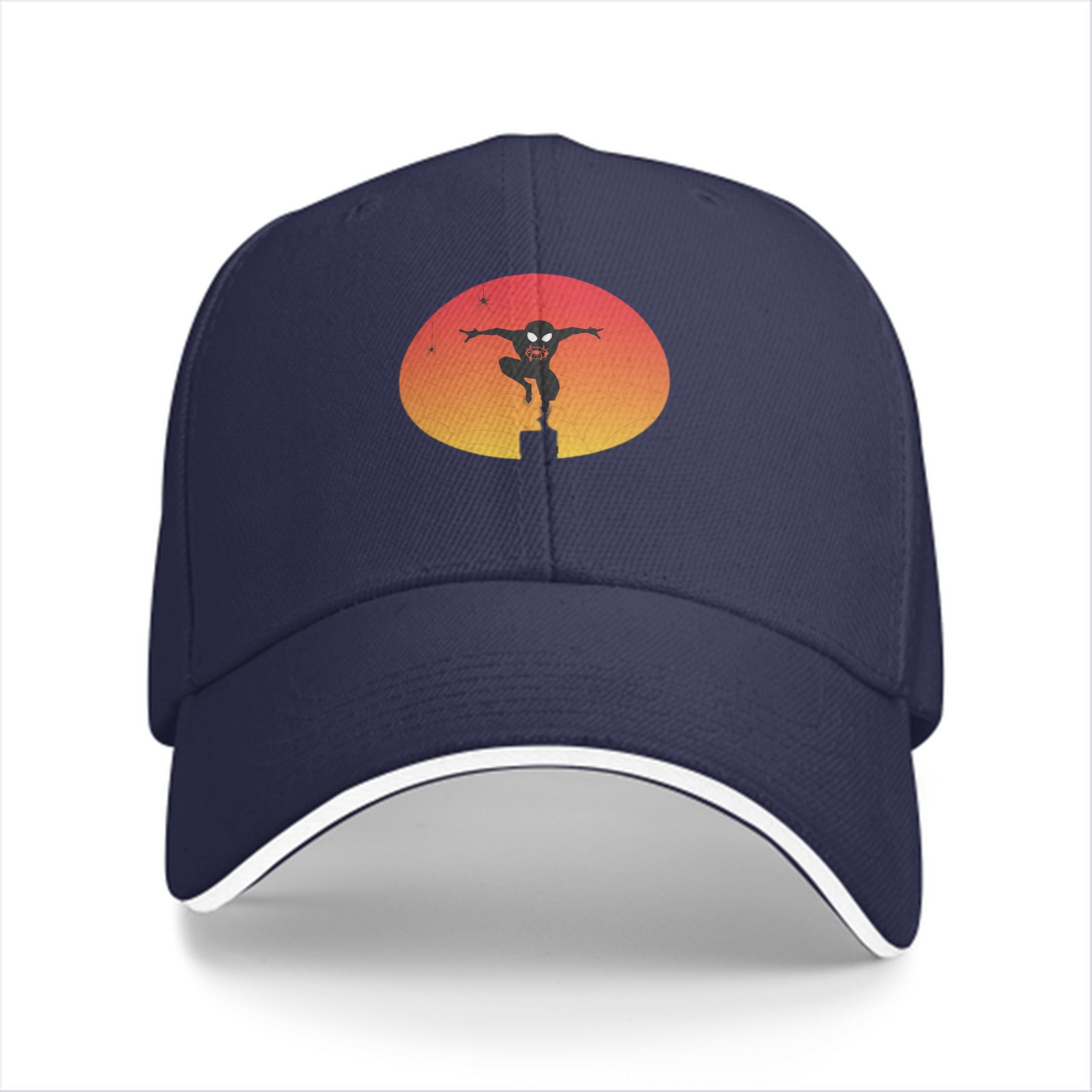 Black Baseball Cap With Ninja Silhouette Sunset Graphic