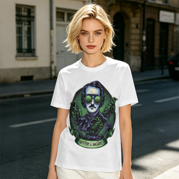 Edgar Allan Poe Raven Mystery Macabre Graphic T-Shirt