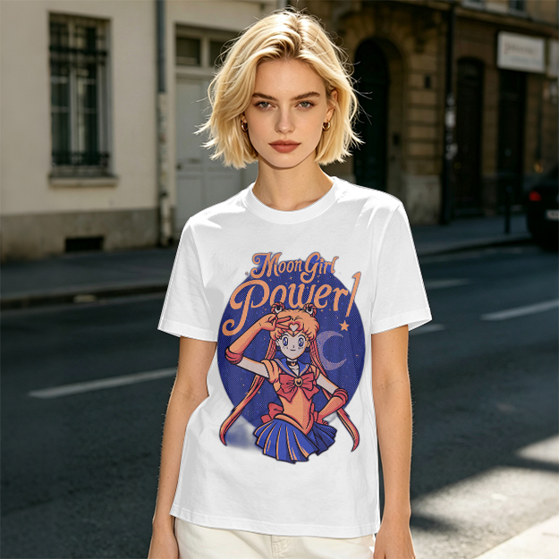 Moon Girl Power Anime Character Graphic T-Shirt