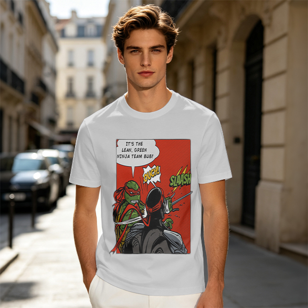 Olive T-Shirt with Ninja Turtles Comic Print