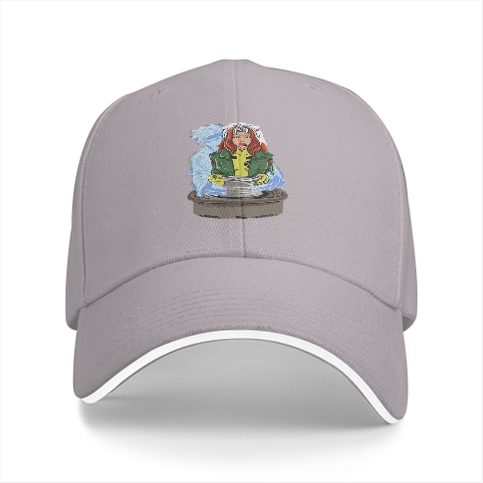 Black baseball cap with X-Men Rogue character graphic print
