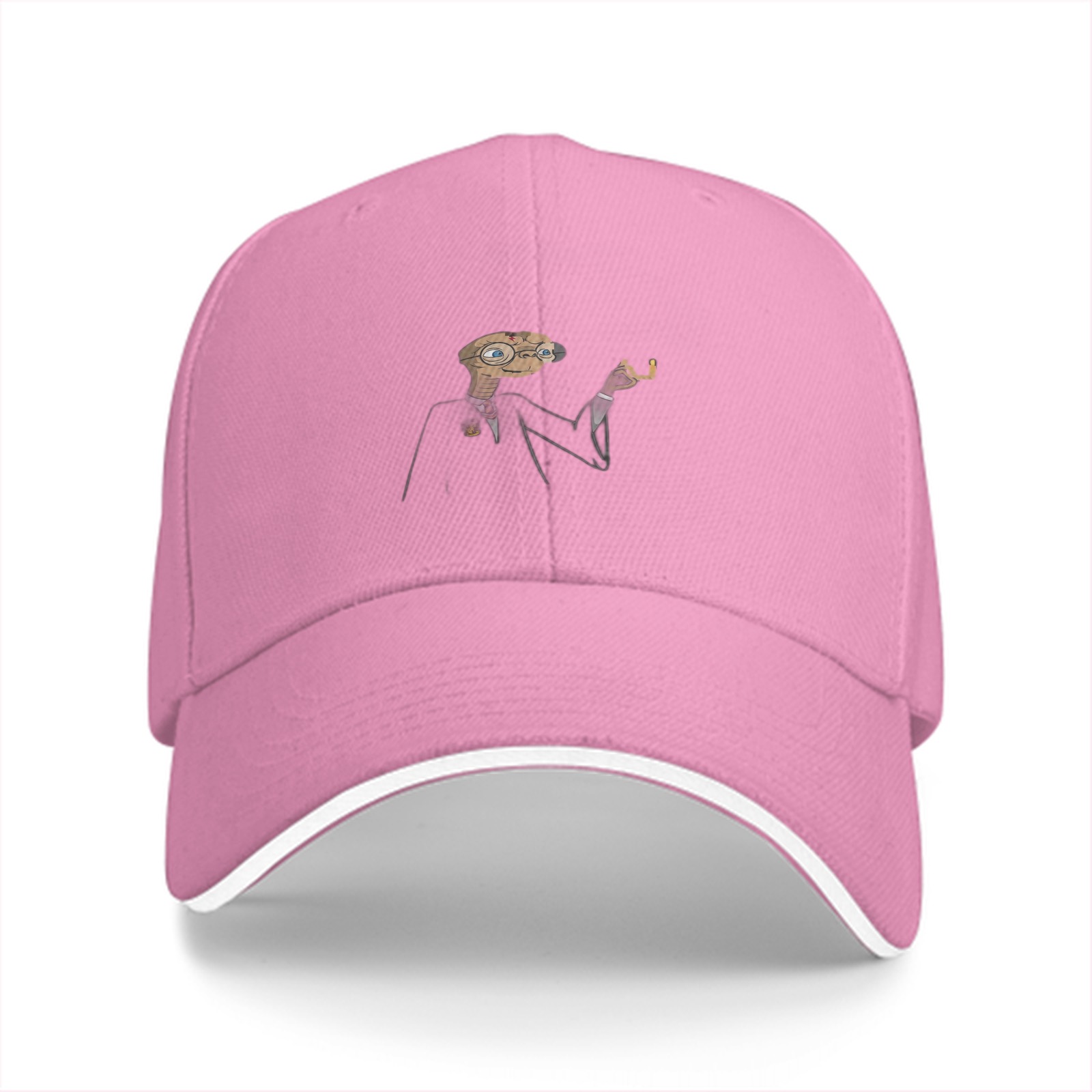 Black Baseball Cap With Quirky Cartoon Gentleman Print