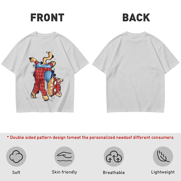 Olive T-Shirt With Playful Spider Cat Superhero Graphic Print