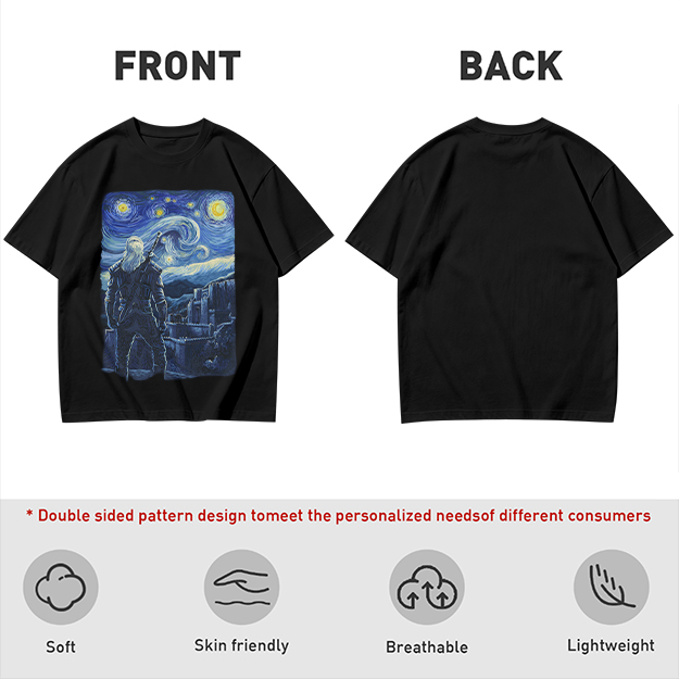 Olive T-Shirt With Starry Night Witcher Art Print