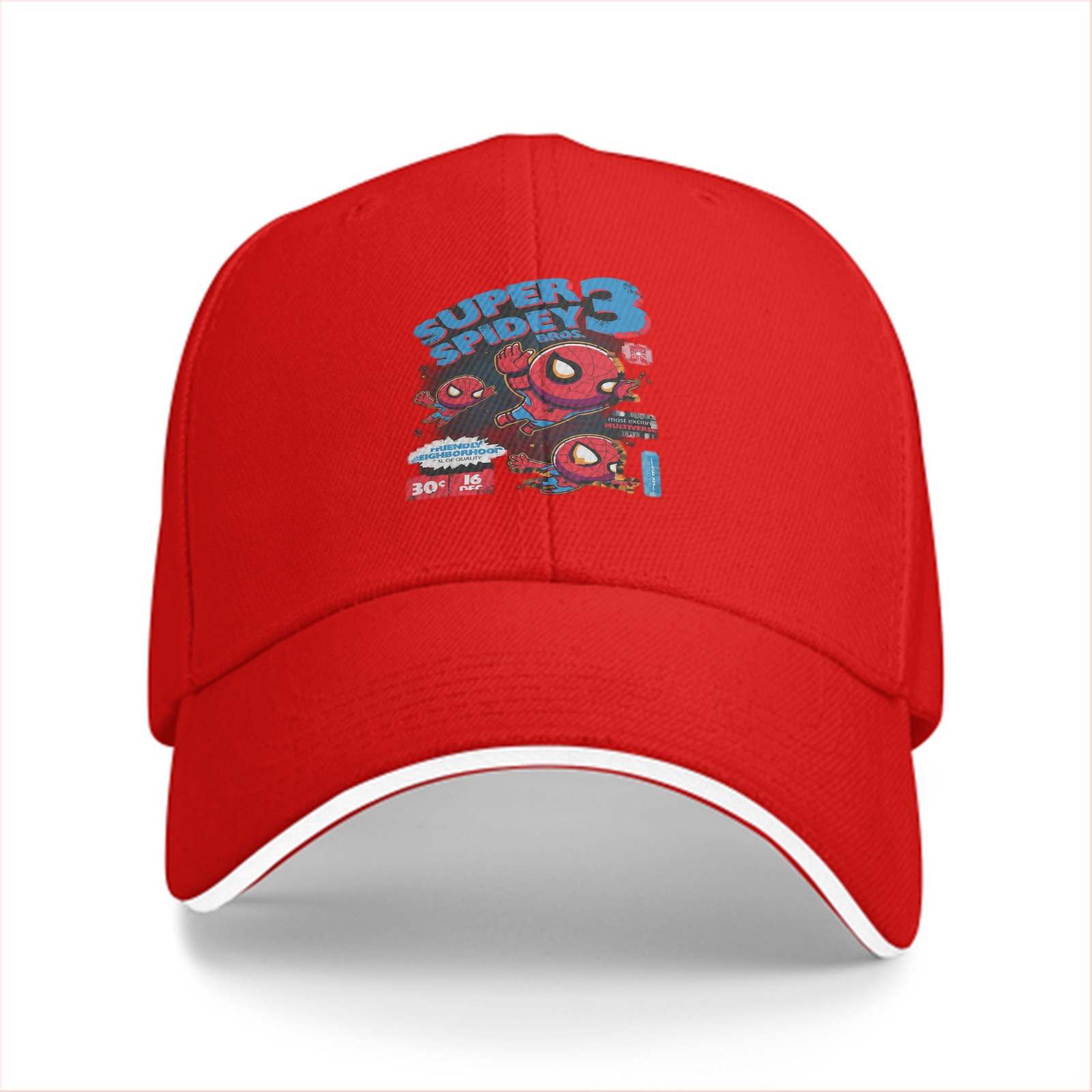 Black Baseball Cap With Super Spidey 3 Graphic Print
