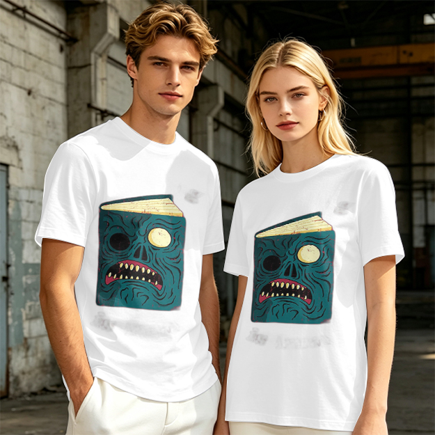 Olive T-Shirt With Monster Book Graphic Print