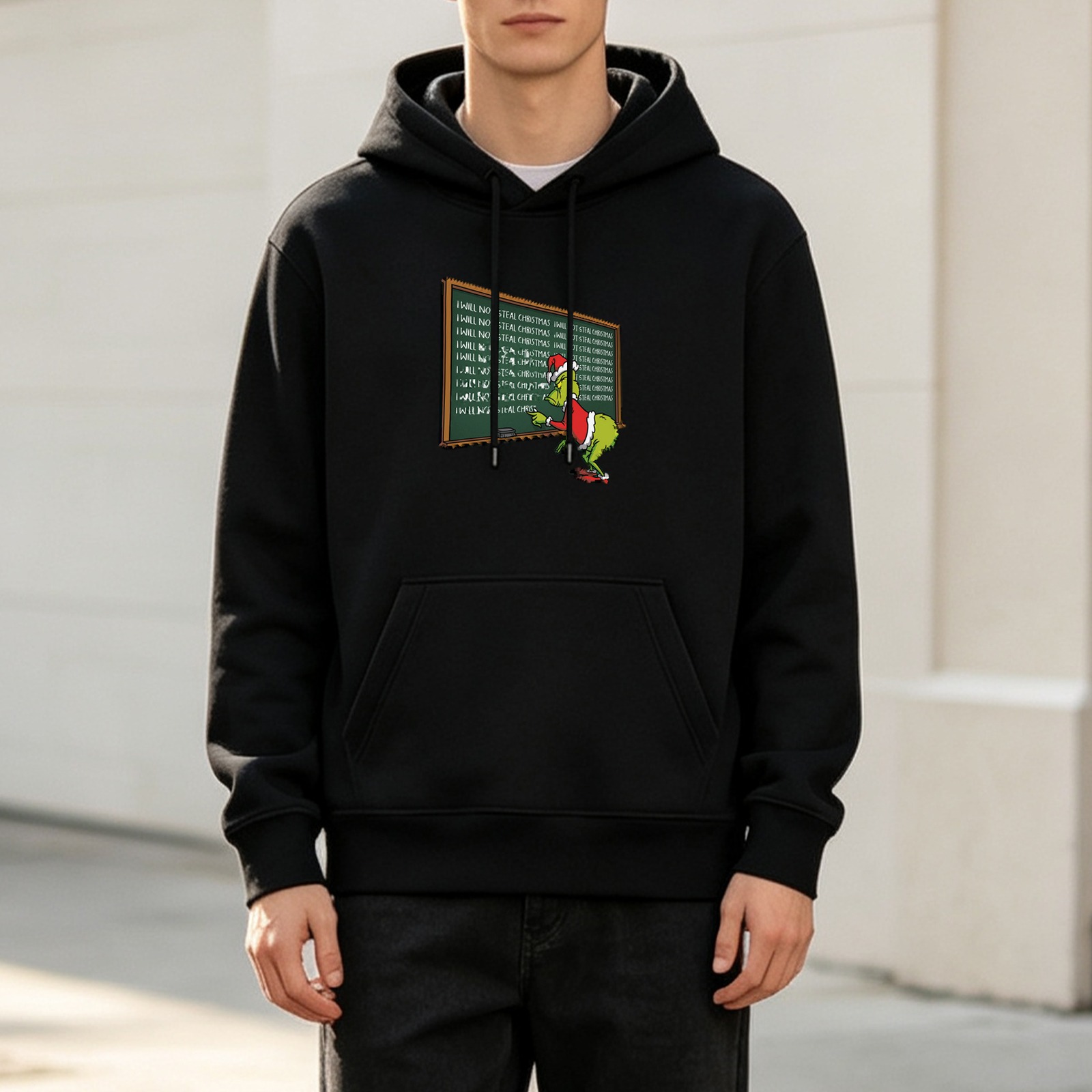 Grinch Writing On Chalkboard Christmas Hoodie