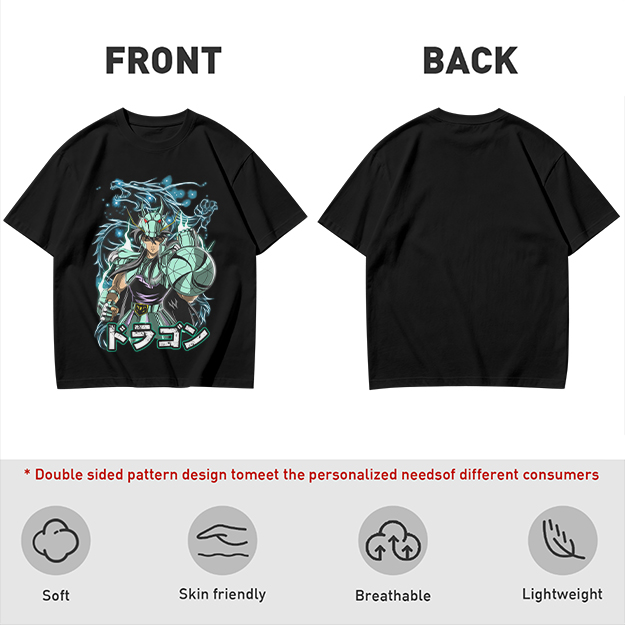 Olive T-shirt with Dragon Saint Seiya Anime Graphic Print