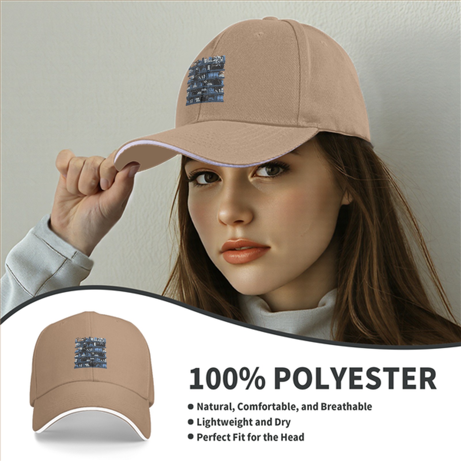 Black Baseball Cap With Bookshelf And Black Cat Graphic