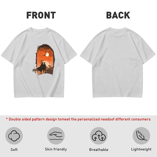 Olive T-Shirt With Desert Sunset Silhouette Print