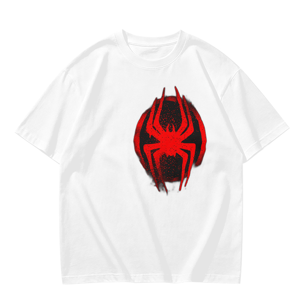 Olive T-Shirt with Red Spider Logo Graphic
