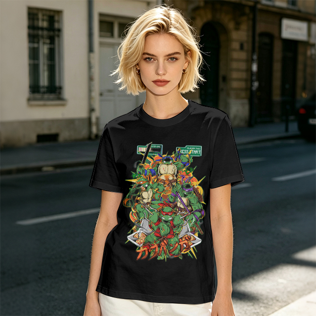 Olive T-Shirt With Teenage Mutant Ninja Turtles Graphic Print